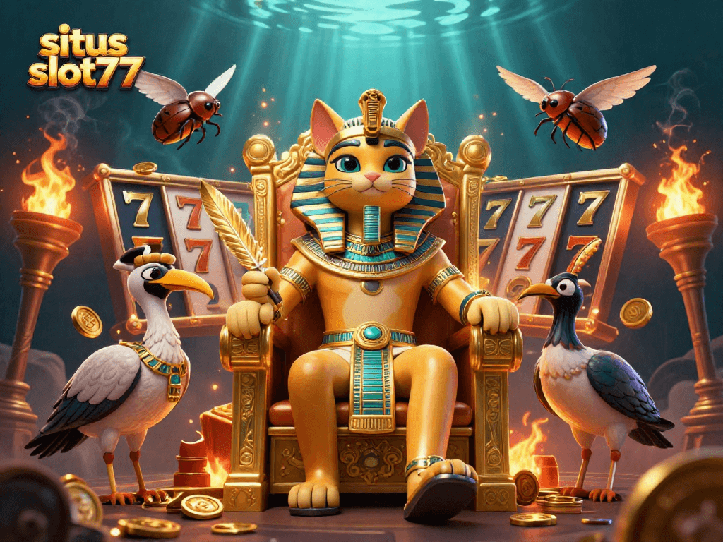 Experience the excitement at situs slot777 as the Egyptian pharaoh cat reigns over jackpots and slot games.
