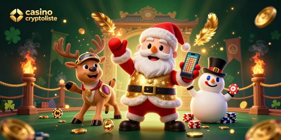 Jouer au casino crypto liste avec des personnages 3D animés en pleine action dans une scène festive.