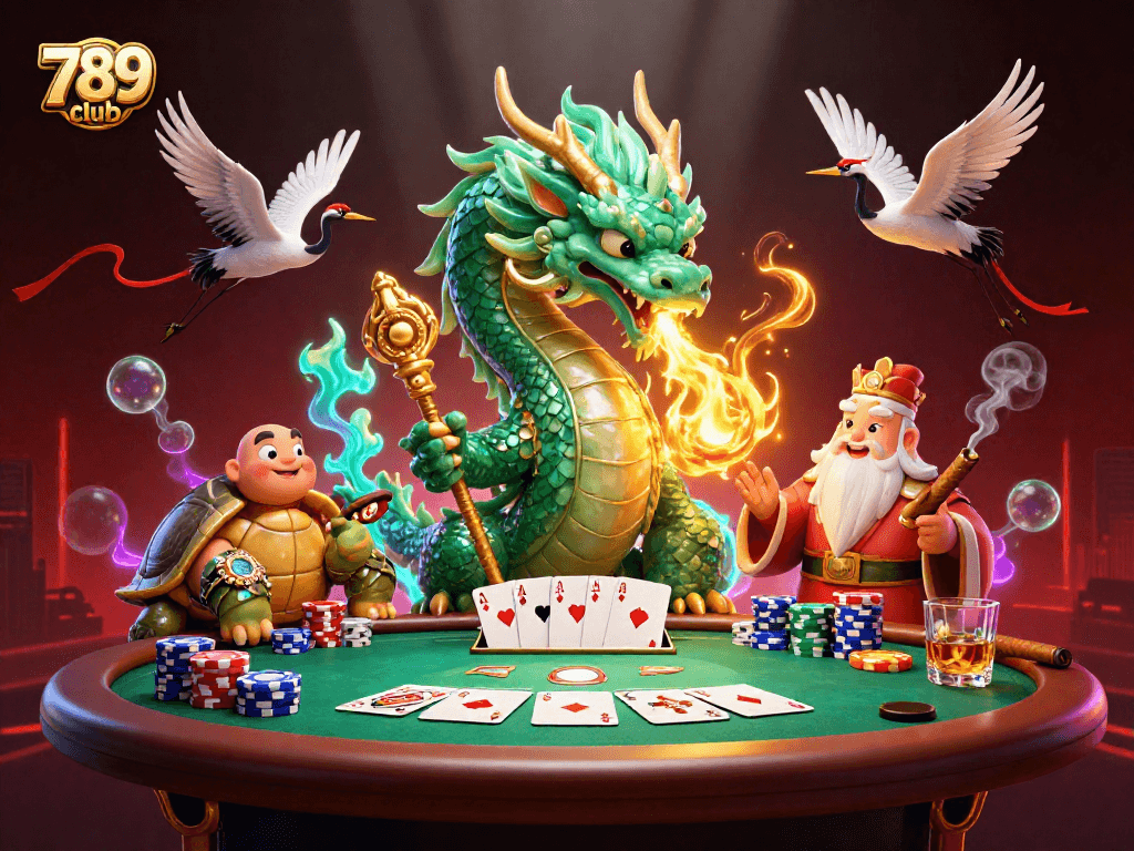 Experience thrilling gameplay at 789club with emerald dragon imagery in a vibrant casino scene.