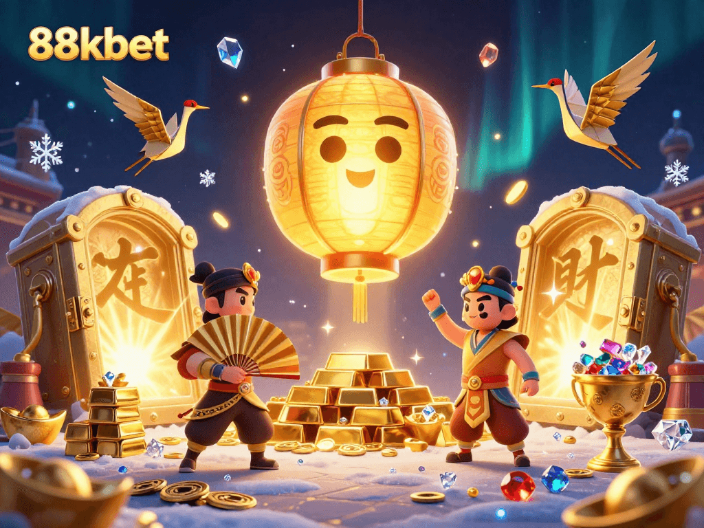 Excite with 88kbet's vibrant casino scene showcasing glimmering treasures and magical elements.