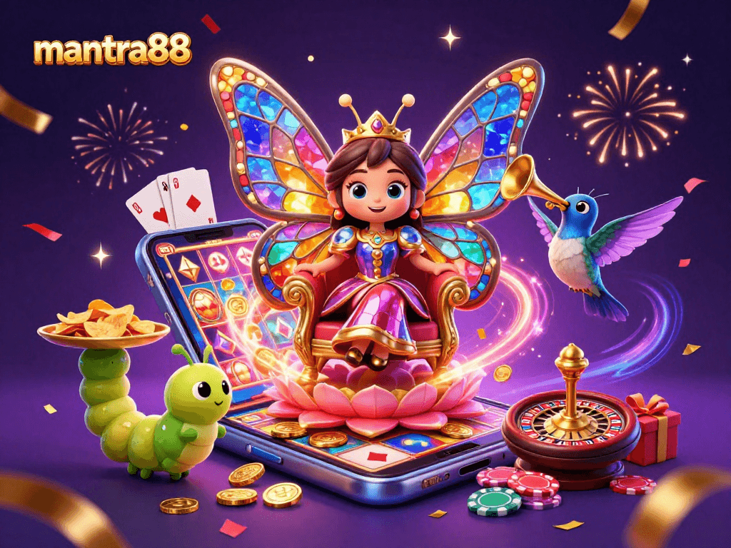 Experience the joyful gaming scenes at mantra88 with rich 3D illustrations of exciting slot games and vibrant characters.