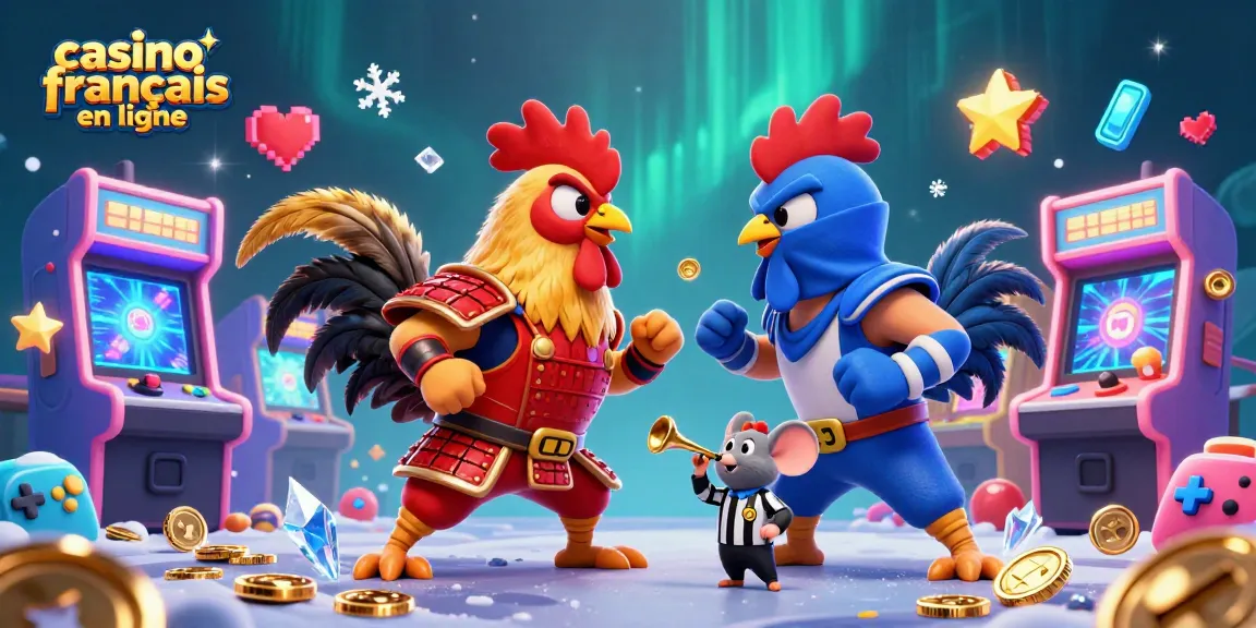 Vidéo d'un combat de coqs exaltant au casino français en ligne avec des graphismes colorés et des jeux captivants.