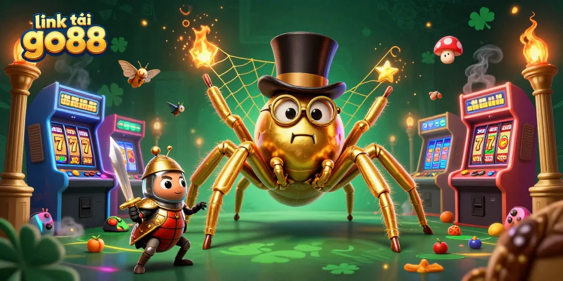 Engage with link tải go88 to experience thrilling slot games featuring a giant golden tarantula and brave knight.