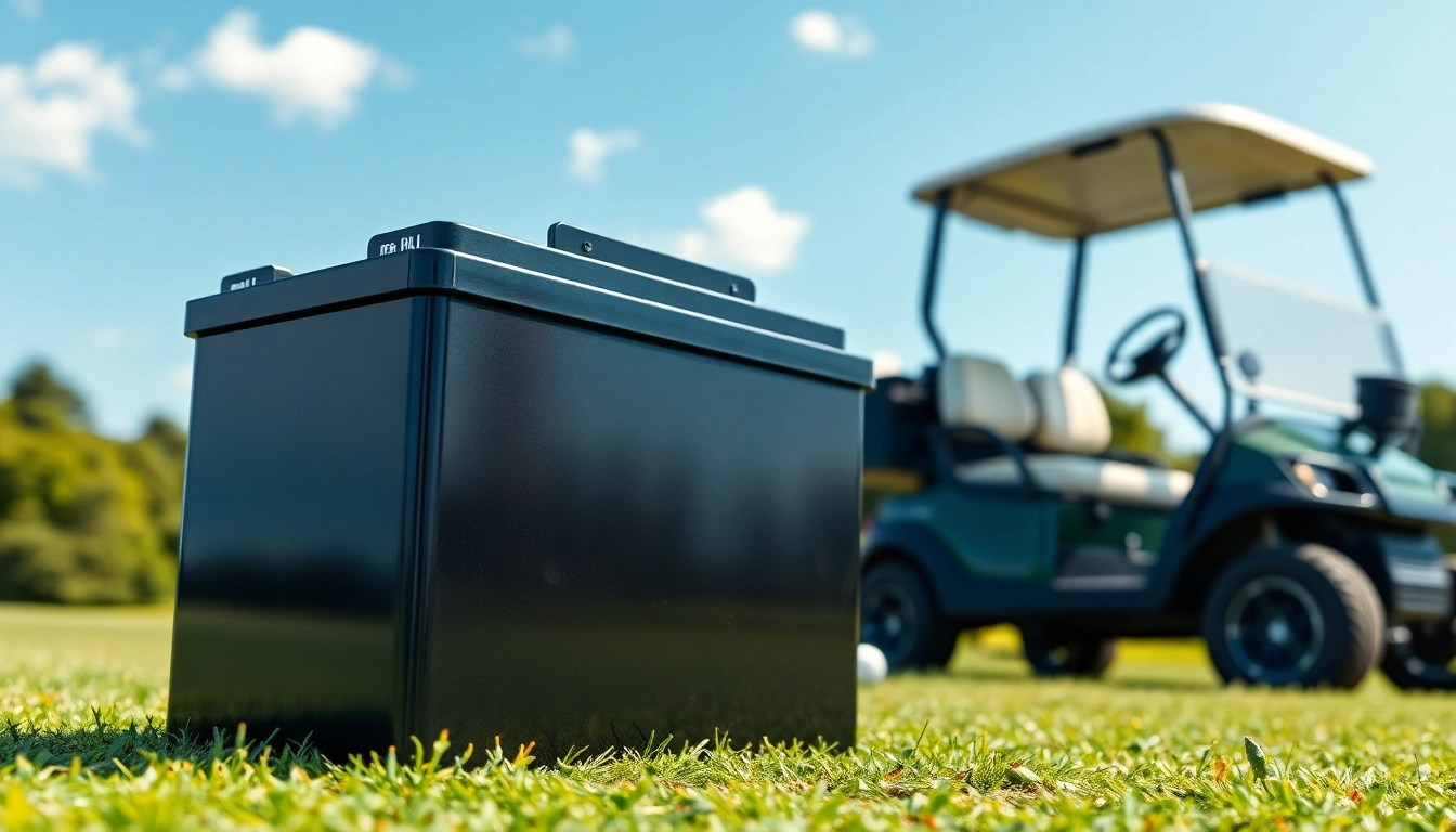 Showcase of lithium golf cart batteries highlighting modern design and functionality.