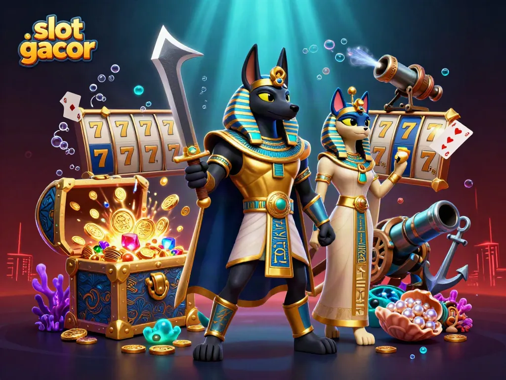Engage in slot gacor adventures with exciting characters and vibrant casino elements.