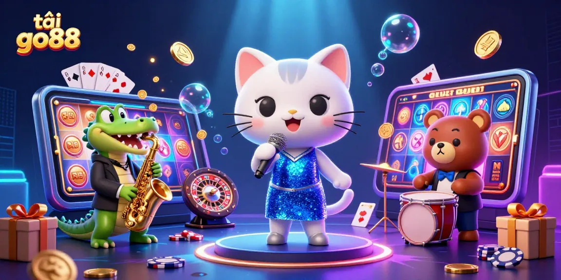 Spin your way to wins with tải go88 and vibrant characters in this lively casino scene.