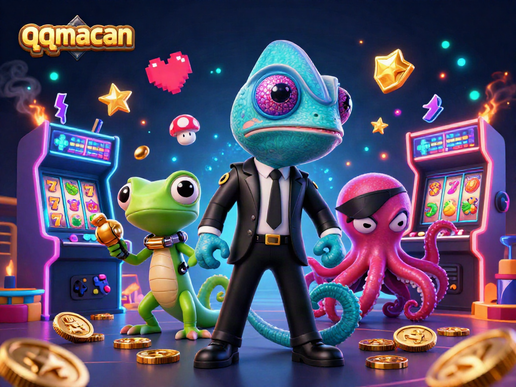 Engage with exciting gameplay on qqmacan's vibrant platform featuring unique casino characters.