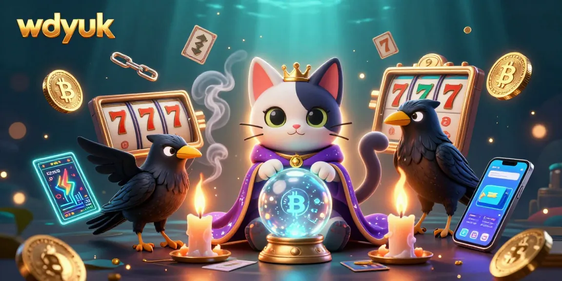 Engage wdyuk slots with a mystical cat fortune teller, jackpot reels, and ethereal coins.