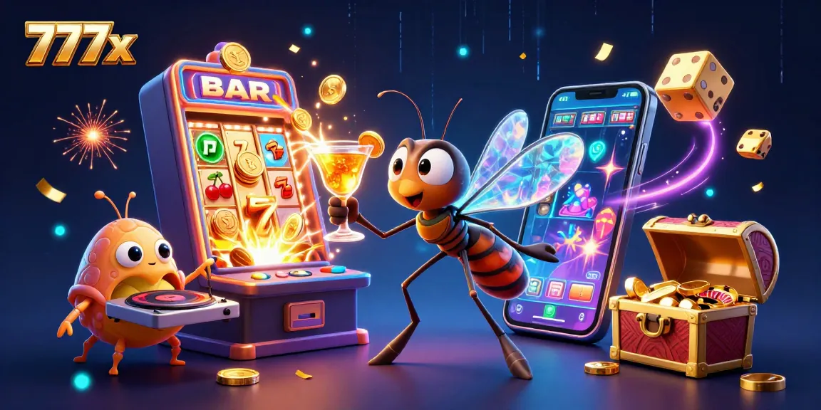 Experience thrilling gameplay with the 777x casino as animated characters and golden treasures come alive in vibrant 3D illustration.