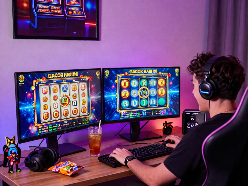 Exciting online gaming setup showcasing slot gacor hari ini games with vibrant visuals and immersive atmosphere.