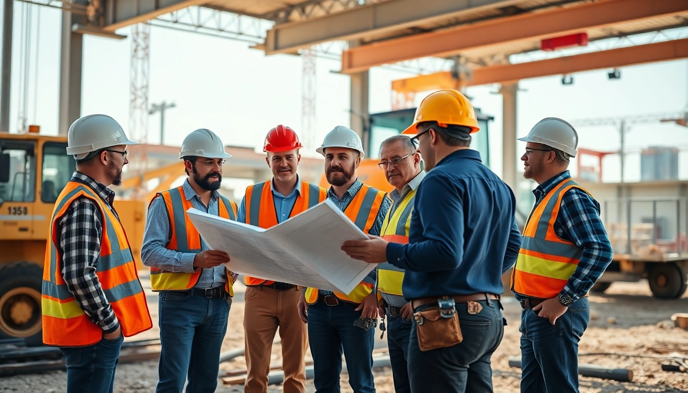 Construction affinity groups south texas collaborating on urban projects with modern tools and equipment.