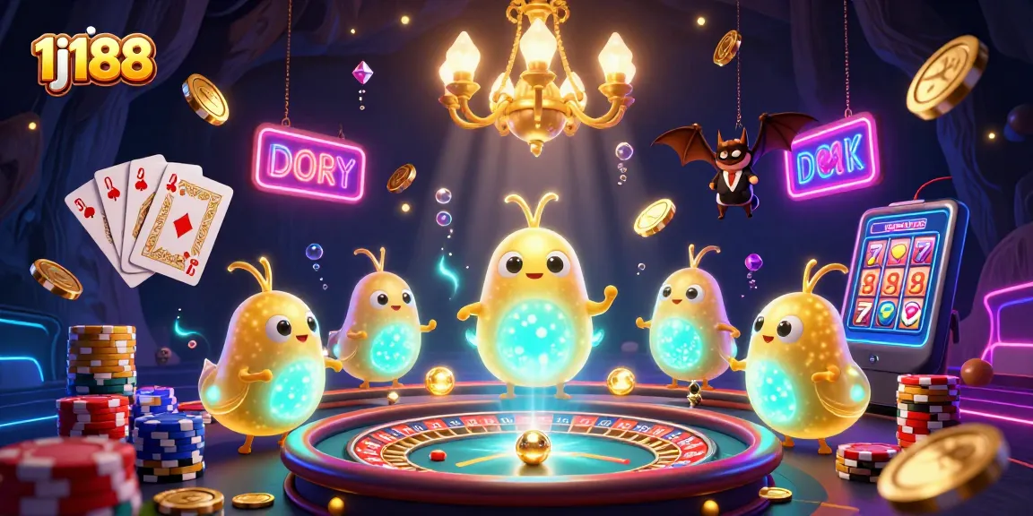 Experience thrilling gameplay at 1j188 with vibrant casino elements brightened by glowworms.
