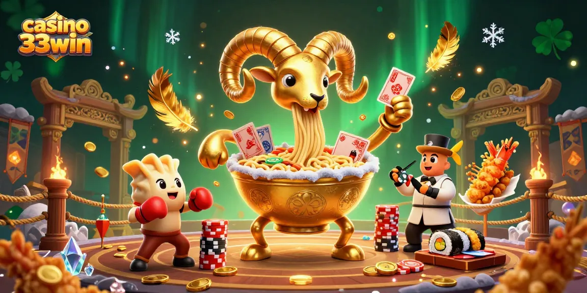 Engage with the vibrant atmosphere of casino 33win, featuring cartoon characters in a lively gambling scene.