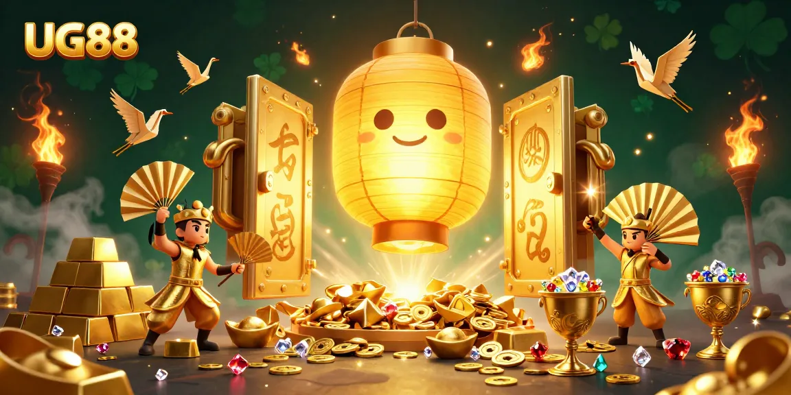 Engage with UG88's vibrant casino atmosphere, featuring golden lanterns and treasures galore.