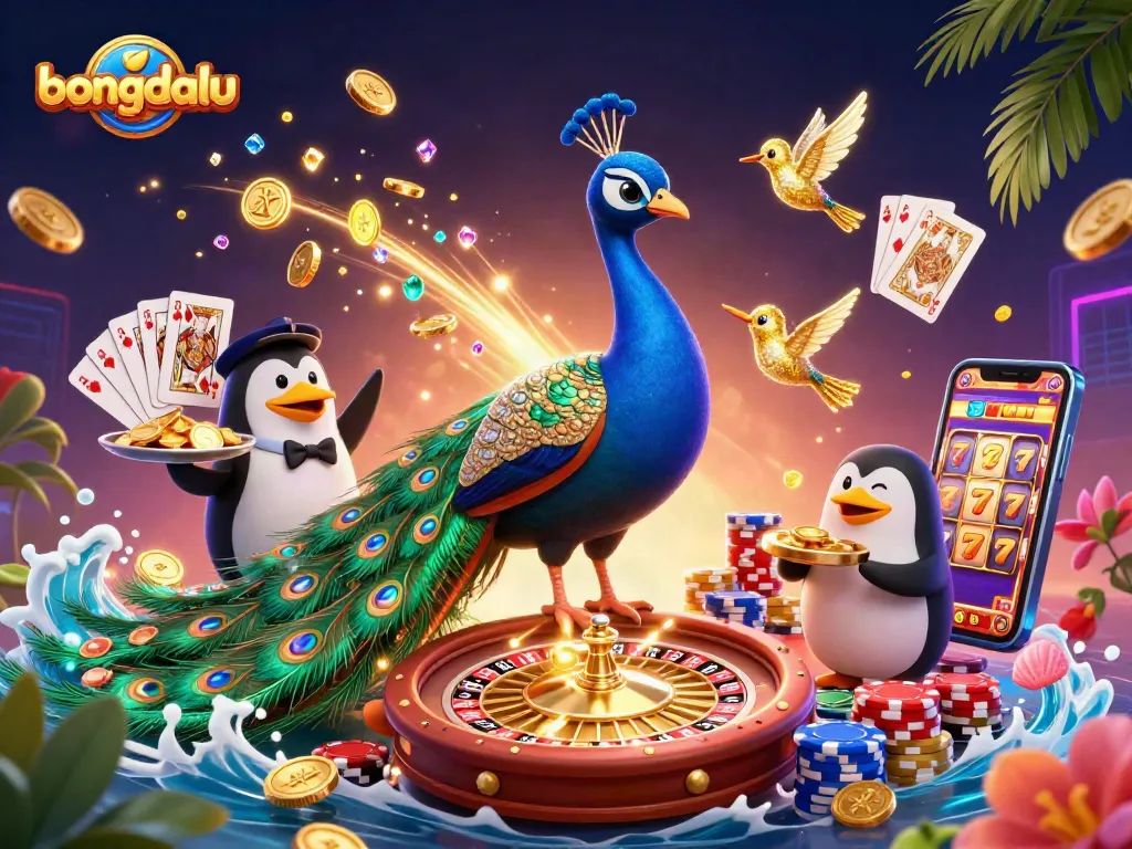 Bongdalu enhances your gaming experience as a colorful peacock and charming characters elevate the online betting scene.