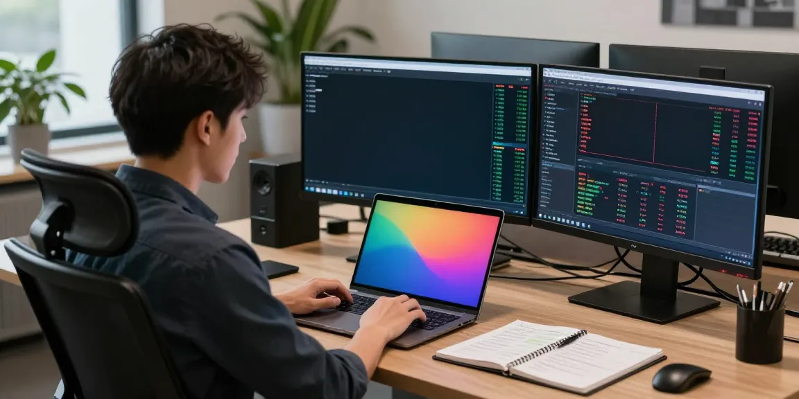 Trader utilizing MetaTrader 5 for real-time market analysis in a modern office.