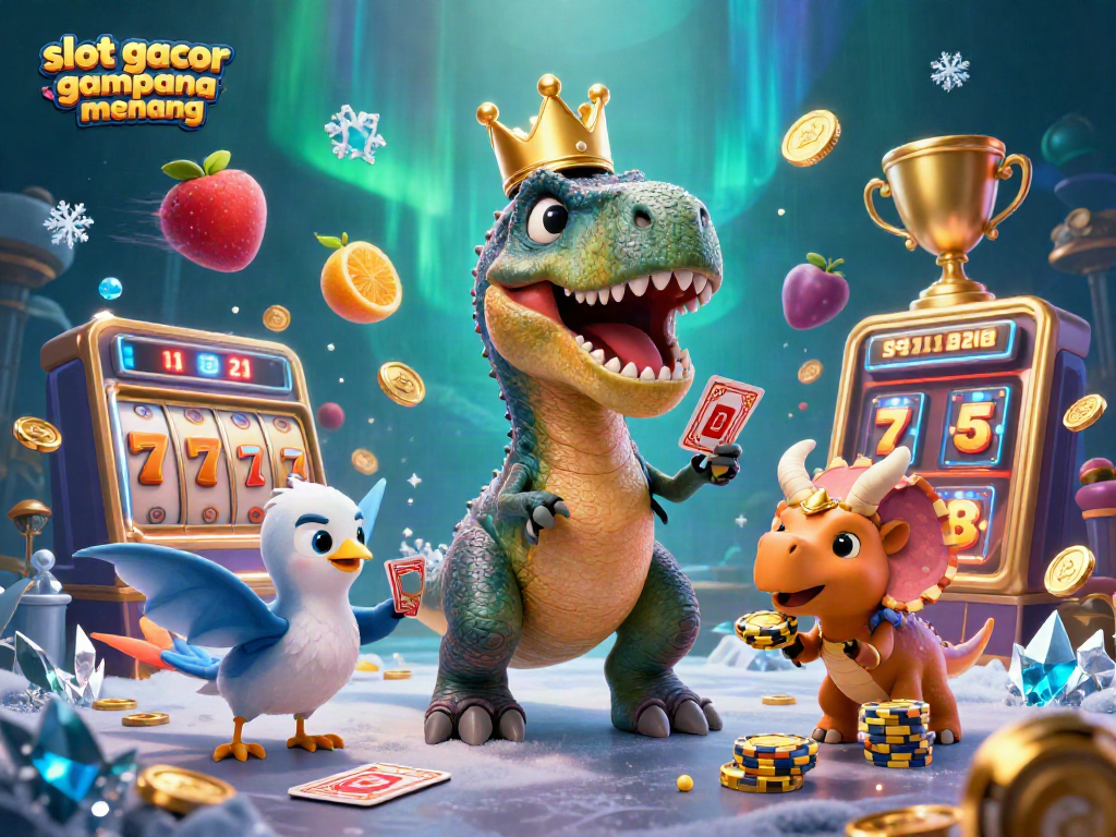Experience immersive gaming with "slot gacor gampang menang" as cartoon dinosaurs become casino champions.