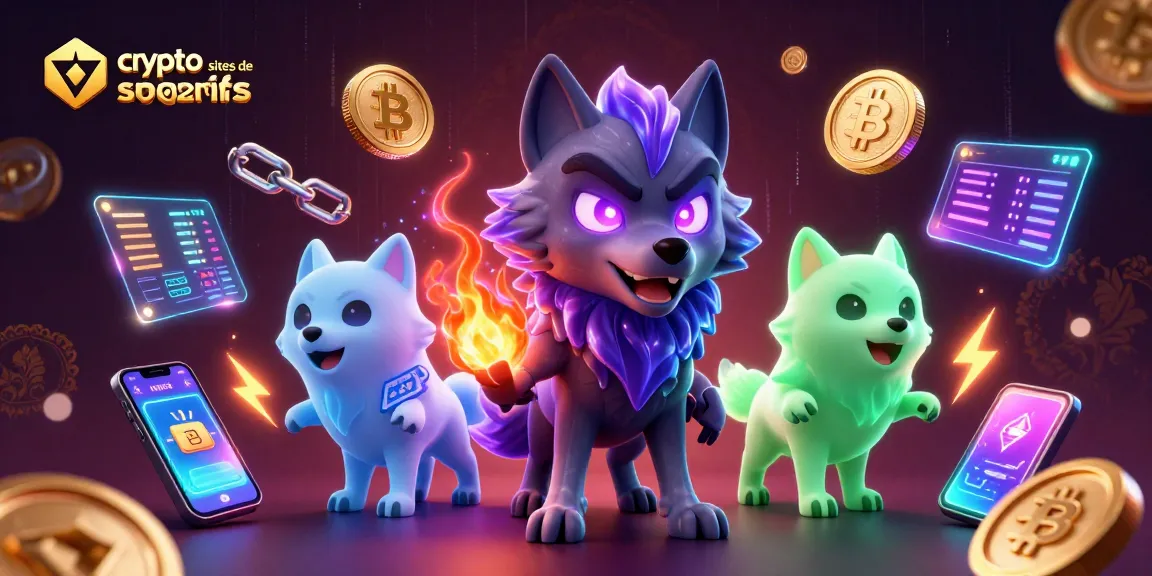 Pariez avec les meilleurs sites de paris sportifs en cryptomonnaies, illustrés par des personnages de loup spectral en 3D.