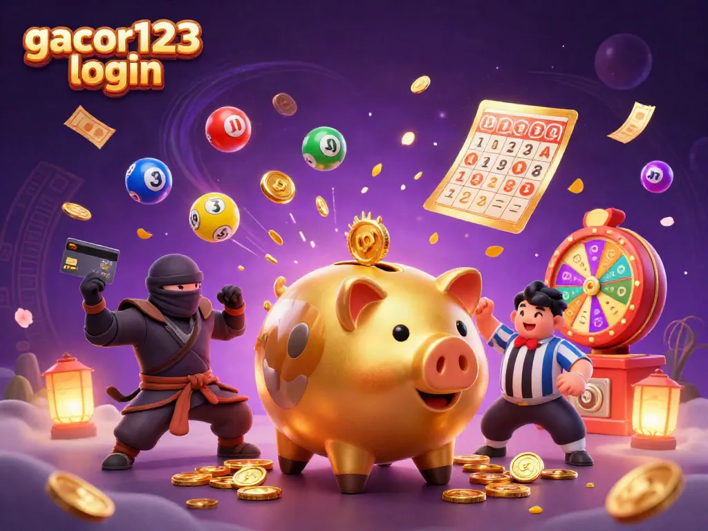Experience vibrant dynamics with gacor123 login in a colorful gambling scene featuring lively characters and casino elements.