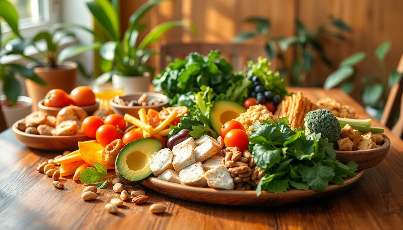 Balanced plate of foods representing hormone balance diet with vegetables, proteins, and healthy fats.