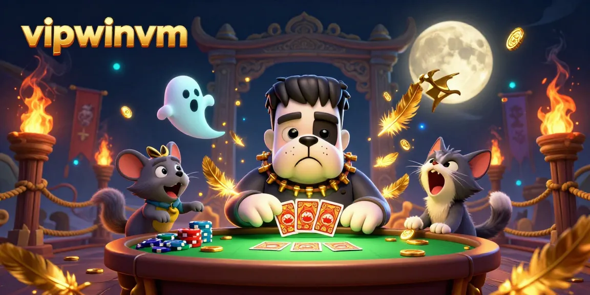 Experience thrilling gambling action at vipwinvm with a 3D cartoon scene featuring iconic monsters.