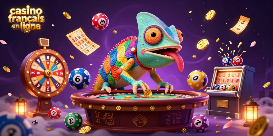 Découvrez l'univers riche du casino français en ligne avec ce caméléon vibrant entouré de jeux et d'opportunités.