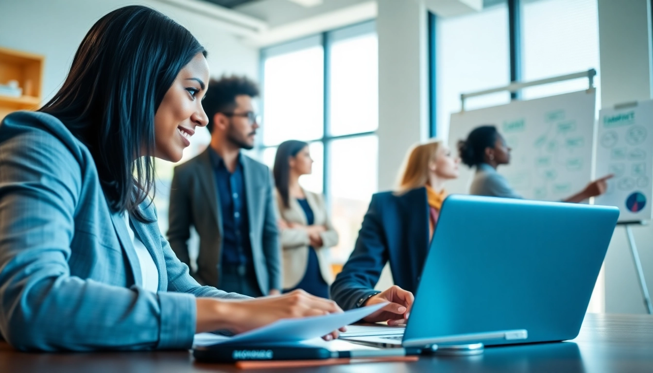 Engaging sales coordinator collaborating in a bright office environment
