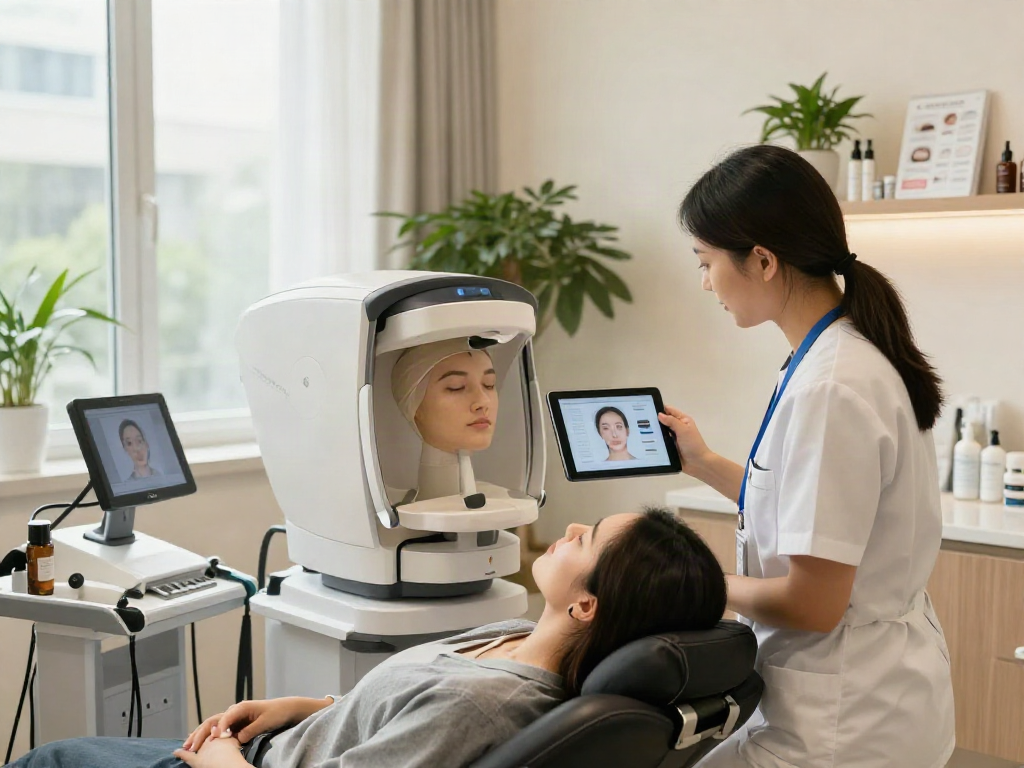 ClinicEvo vs QOVES facial analysis in a modern clinic.