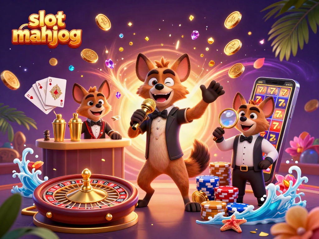 Experience the fun of slot mahjong as hyenas entertain at a lively comedy casino.