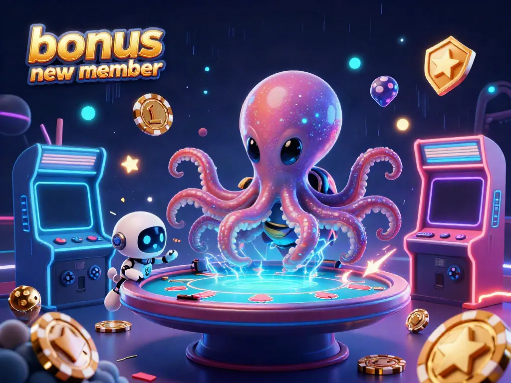 Experience thrilling action with this "bonus new member" scene featuring an alien octopus and exciting poker games.