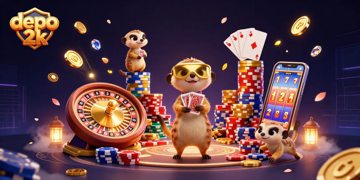 Menggunakan depo 2k dalam platform kasino, kolonisasi meerkat yang menjalankan operasi kasino dengan chip dan ruangan dunia yang penuh warna.