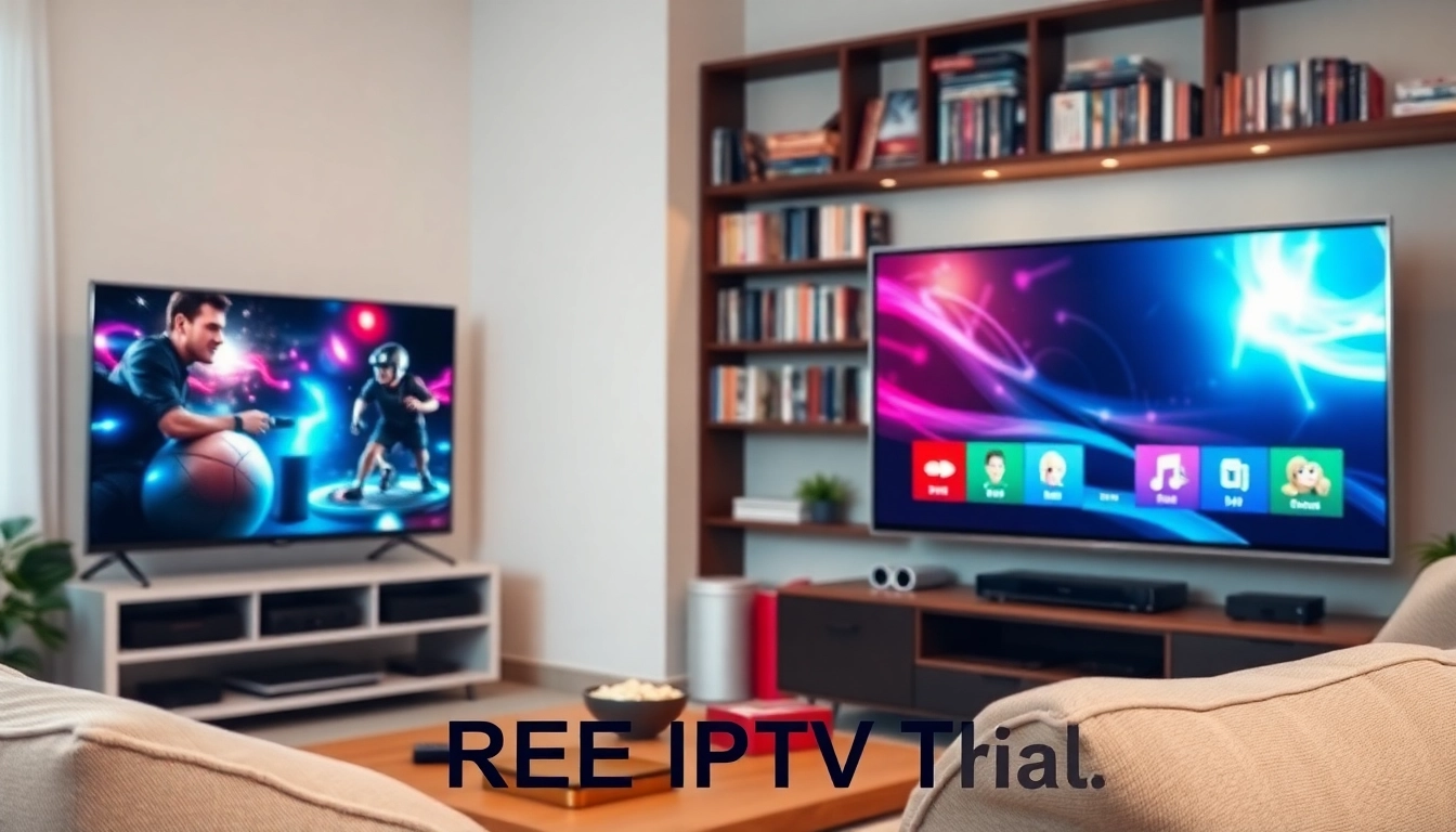Enjoy streaming shows with a FREE IPTV Trial setup in a cozy living room atmosphere.