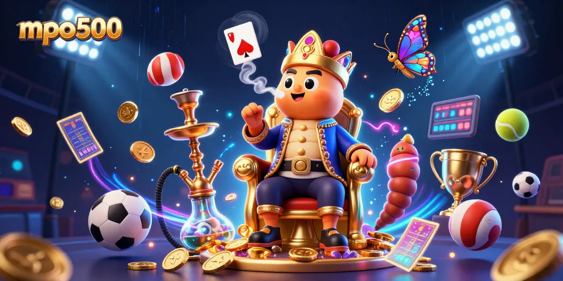 Experience the thrill of mpo500 with the caterpillar sultan amidst vibrant gambling-themed elements.