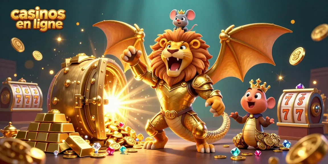 Gagnez avec les casinos en ligne grâce à une illustration spectaculaire d'une chimère en armure dorée.
