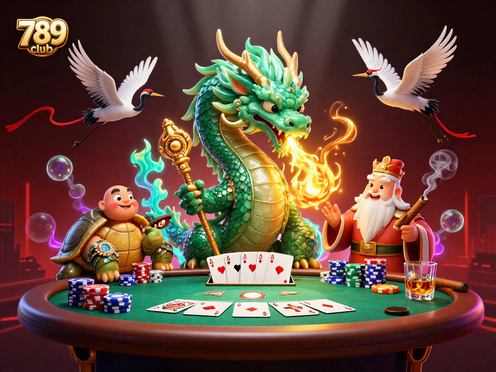 Experience thrilling gameplay at 789club with emerald dragon imagery in a vibrant casino scene.