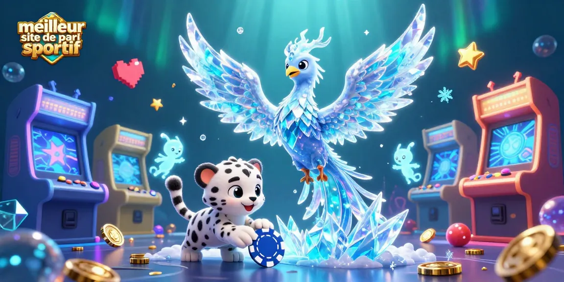 Explorez le meilleur site de pari sportif avec un phoenix de glace et des éléments de jeux lumineux.