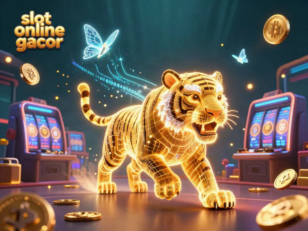 Spin to win with slot online gacor in this vibrant casino scene featuring a mystical tiger.