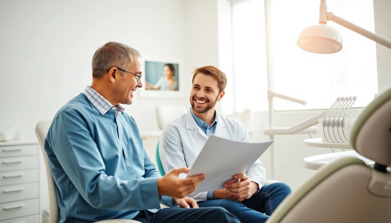 Orthodontics consultation showcasing a professional orthodontist interacting with a patient in a modern clinic.