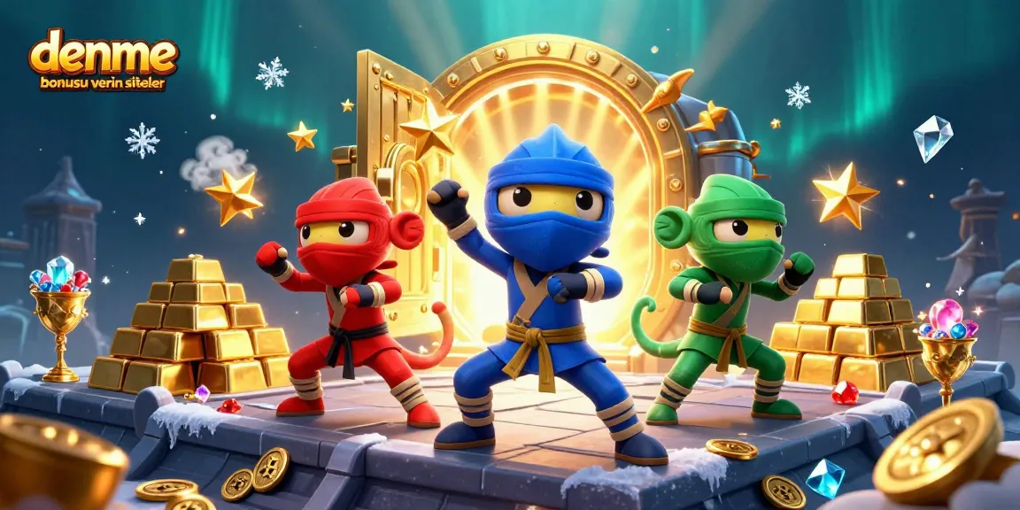 Engage with deneme bonusu veren siteler through a vibrant 3D ninja illustration showcasing dynamic casino elements.