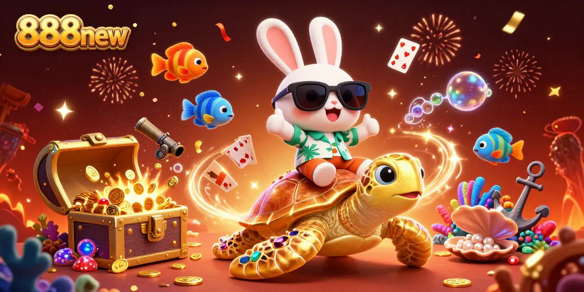 Play and win big at 888new with vibrant casino-themed 3D illustration featuring fun characters.