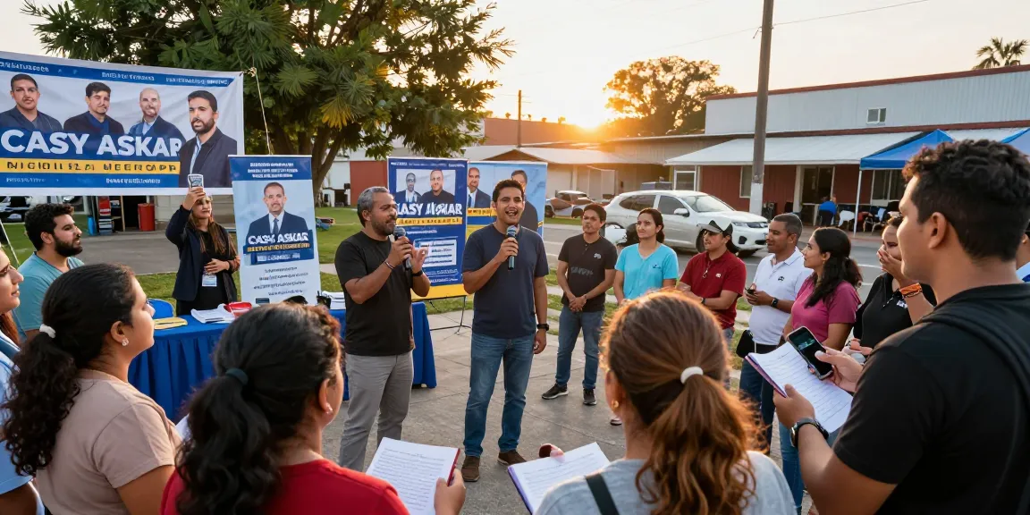 Casey Askar engaging with local voters at a community event.