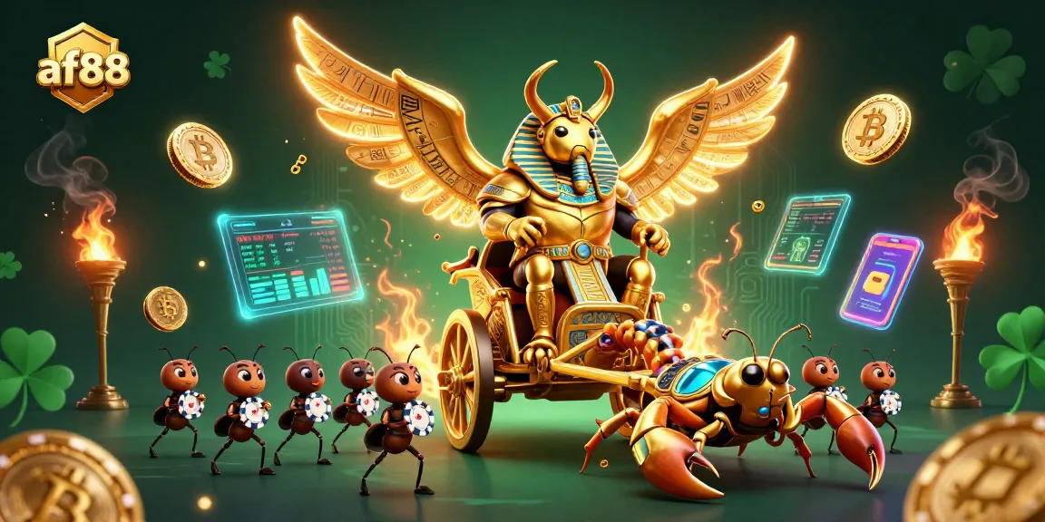 Experience thrilling casino action with af88, featuring vibrant 3D characters, coins, and game elements.