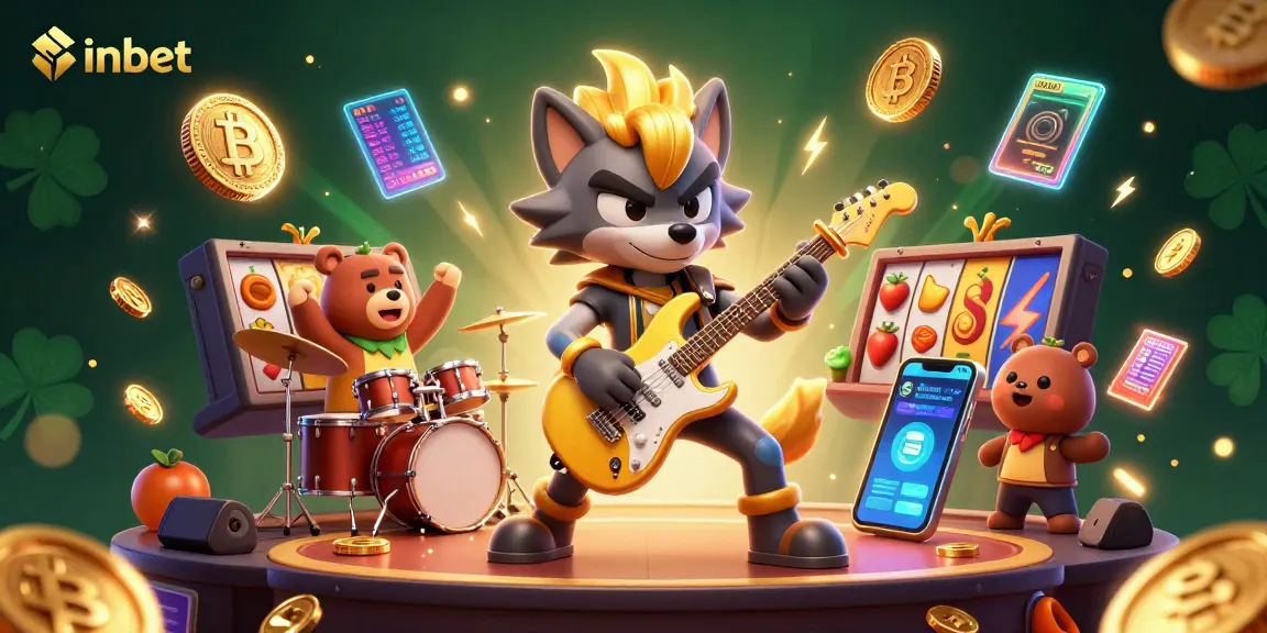 Experience thrilling gaming with inbet's vibrant 3D casino illustration showcasing exciting slot games.
