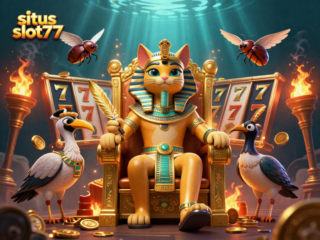 Experience the excitement at situs slot777 as the Egyptian pharaoh cat reigns over jackpots and slot games.
