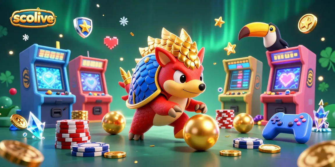 Socolive brings excitement as rival pangolins roll golden balls through poker chips, showcasing a lively casino scene.