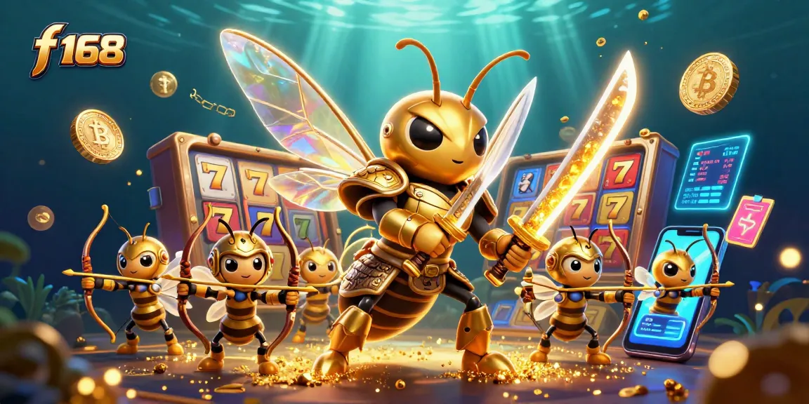 Experience ultimate gaming thrill as f 168 offers vibrant slot reels and crypto elements in action-packed visuals.