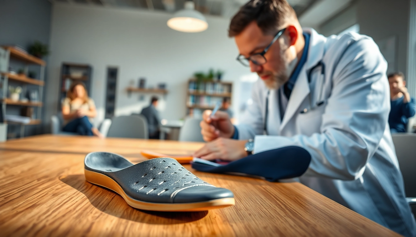 Fitting custom orthotics St. Albert in a professional healthcare setting for patient comfort.