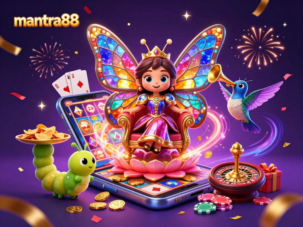Experience the joyful gaming scenes at mantra88 with rich 3D illustrations of exciting slot games and vibrant characters.