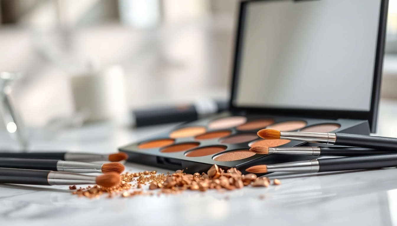 Applying champagne eyeshadow from a palette showcasing its radiant shimmer and versatility.
