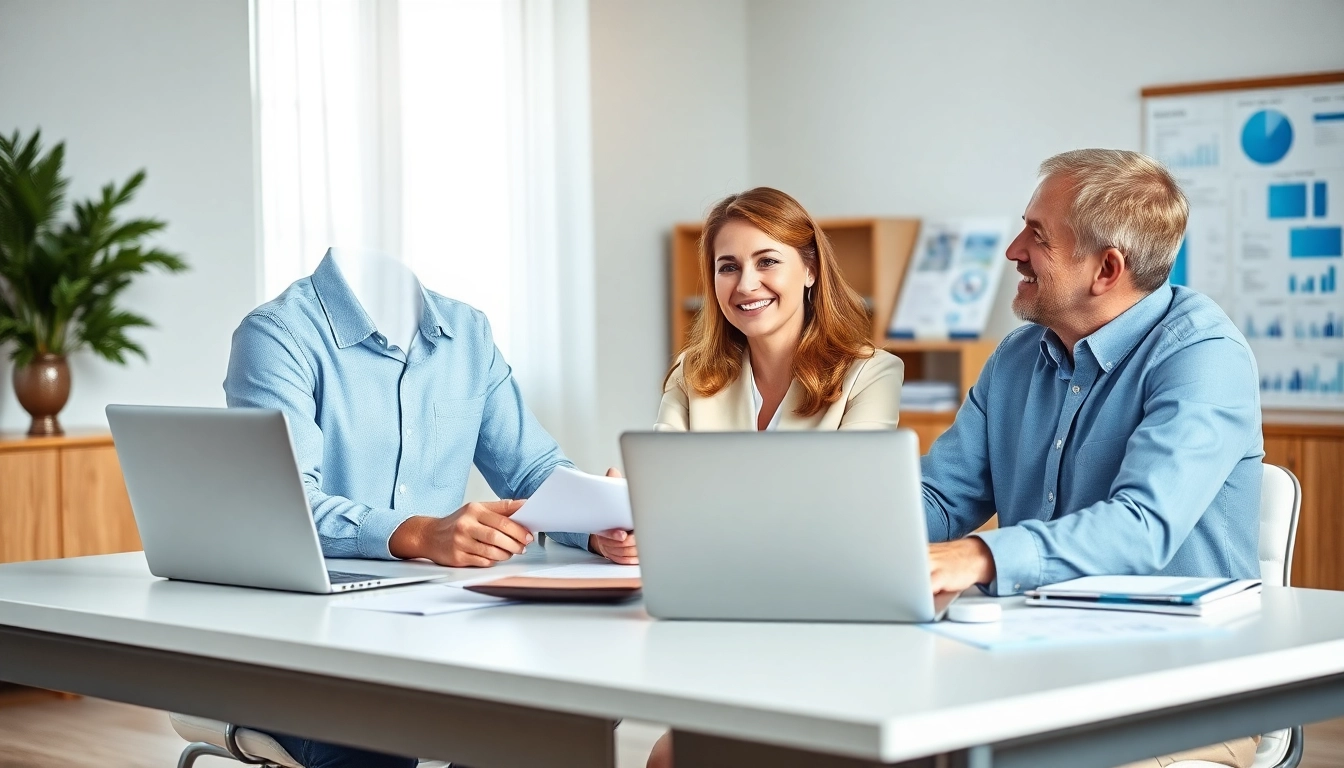 Engaging scene of a life insurance broker near me advising a client in a modern office.